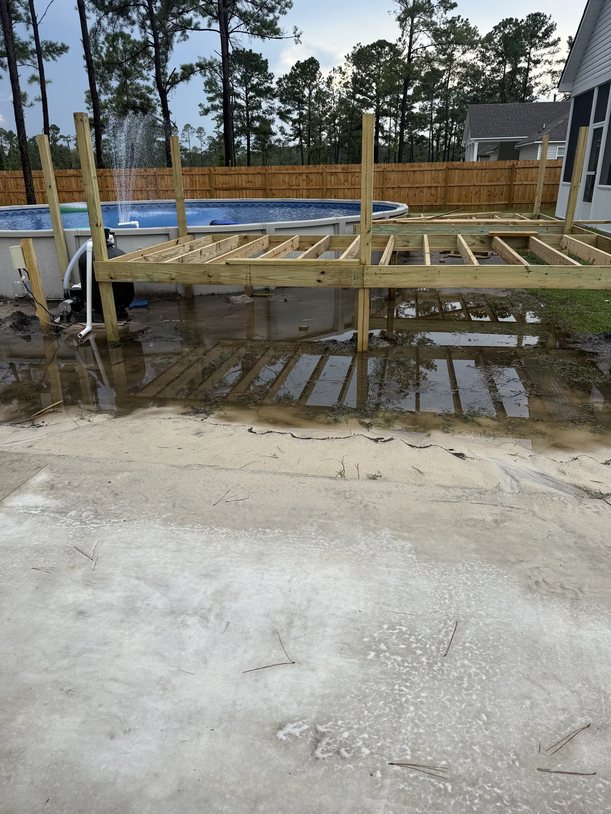 Pool area drainage and surface runoff connection in Lowndes County